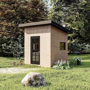 Cabin House Plannen 8x8, Modern Cabin House, Stap voor stap DIY, Materiaallijst, Plannen voor kleine huizen, Plannen voor tuinhuisjes, Kasplannen, PDF