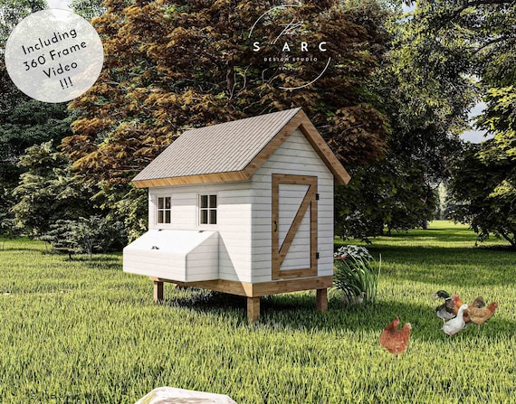 Chicken Coop Plans - DIY 4 x 8 Coop Plans, 8-10 Chicken, Frame Video, Step by Step Guide, PDF File Instant Download