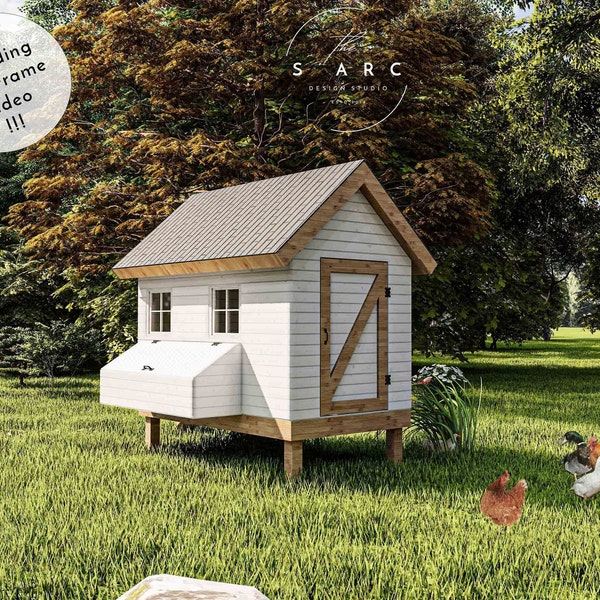 Chicken Coop Plans - DIY 4 x 8 Coop Plans, 8-10 Chicken, Frame Video, Step by Step Guide, PDF File Instant Download