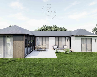 Modern House Plans, Floor Plans, Tiny House, A-Frame Blueprint, Small House Plans, Architectural Plans with interior render