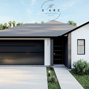 Modern House Plans, Family House Design, Modern Barn Style, Cottage Architectural Plans, Modern Farm House, 3 Bedroom, 2 Bath, Garage