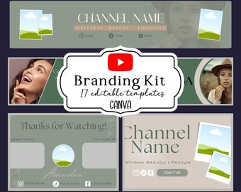 Banner de YouTube, Plantilla mínima de banner de YouTube, Banners de Youtube, Kit de marca estético de YouTube, Plantilla de YouTube, Kit de YouTube editable