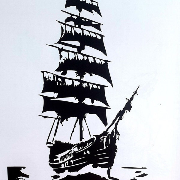 Sticker mural bateau pirate A4