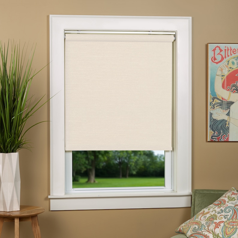 Roller Shades for Windows, Textured Natural Cordless Roller Shade