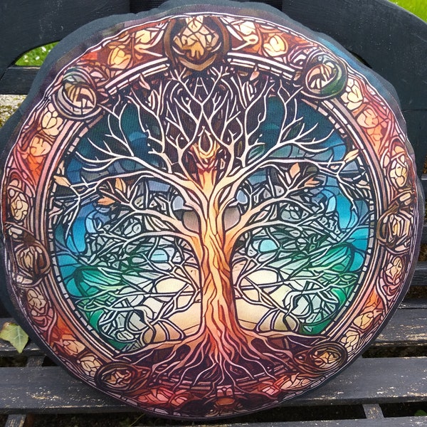 Tree of Life 16" drum bag for shamanic, bodhran, frame, steel tongue drums, hung  or hand pans. Padded, waterproof base and shoulder strap.