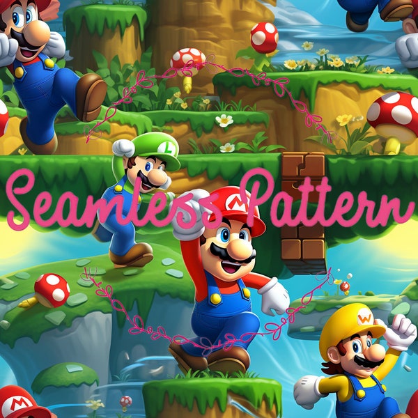 Plumber's Playground: Seamless Mario & Luigi Game-Inspired Pattern