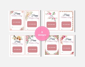 Printable Mothers Day Gift Card Holder - Floral Design, INSTANT DOWNLOAD