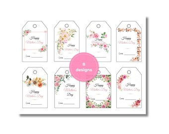 Printable Mothers Day Gift Tag - Floral Design, INSTANT DOWNLOAD