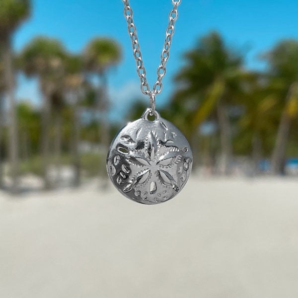 Sand Dollar Pendant Necklace - Handmade Necklace, Beach Inspired Jewelry, Unique Sterling Silver Pendant, Perfect Gift for Ocean Lovers