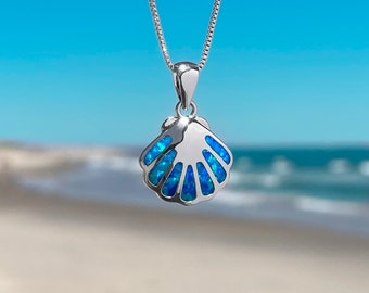 Opal Shell Necklace - Handmade Shell Necklace, Beach Inspired Jewelry, Unique Pendant, Perfect Gift for Sea Lovers