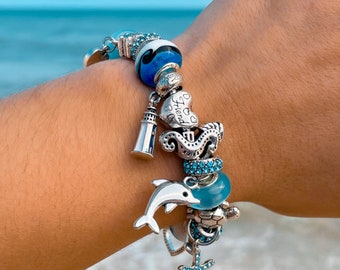 Defend the Dolphins Charm Bracelet - Handmade Ocean Jewelry, Unique Gift, Beach Inspired Accessories