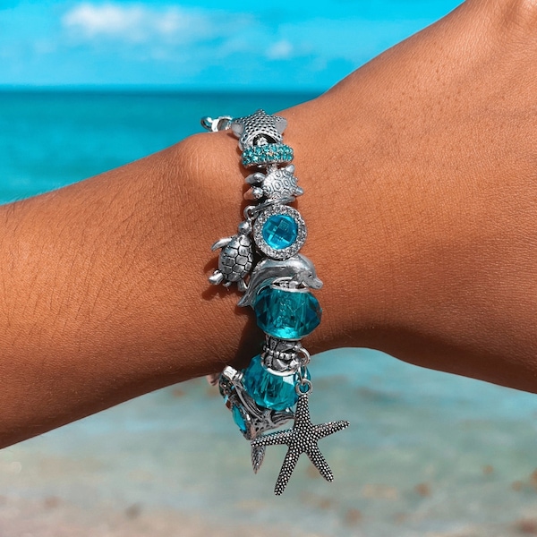 Beach Charm Bracelet Etsy