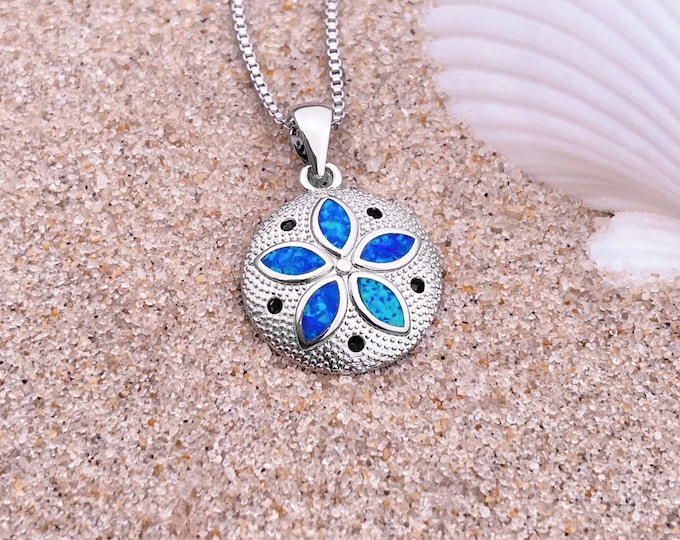 Opal Sand Dollar Necklace - Handmade Ocean Jewelry, Unique Gift, Beach Inspired Accessories