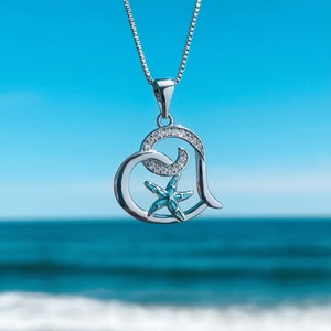 Sparkling Starfish Love Necklace - Handmade Beach Inspired Jewelry, Gift for Her, Summer Accessory