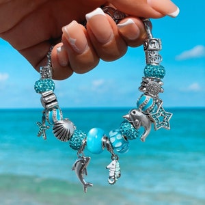 Sparkling Dolphin Charm Bracelet - Handmade, Ocean Inspired, Beach Jewelry, Sea Life Accessory