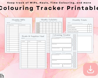 Colouring Tracker Printable Colouring Tracker Bundle Digital Download Printable Colouring Tracker Print at Home Colouring Pages for Adults