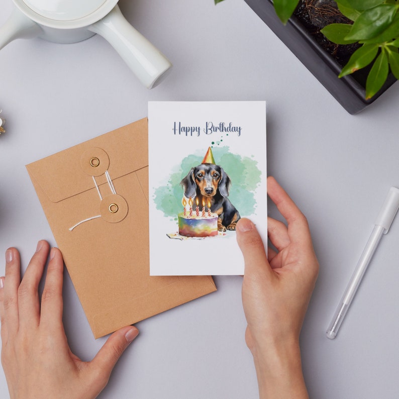 Dog Birthday Card Printable Dachshund Birthday Card Printable Instant ...