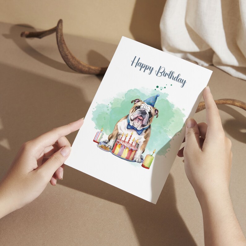 Dog Birthday Card Printable Bulldog Birthday Card Printable Instant ...