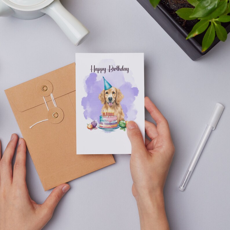 Dog Birthday Card Printable Golden Retriever Birthday Card Printable ...