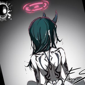 Súcubo demonio de tinta, waifu tatuada, espeluznante y aterradora, impresión brillante de alta calidad de 11 x 17 pulgadas (mayores de 18 años)
