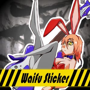 Anime Waifu Sticker Cool Rockstar Rock n&#39; Roll Alien Space Pirate Bunny Suit Waifu High Quality Vinyl Glossy Sticker (Mature 18+)