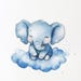 Adorable Blue Baby Elephant, Watercolor Clipart, 8 PNG, Instant ...