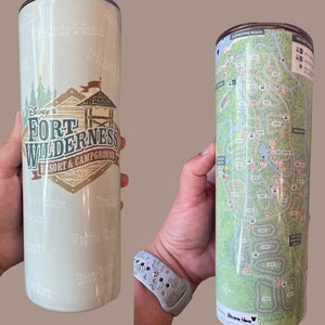 Fort Wilderness Loopin-kaart 20oz geïsoleerde beker roestvrij staal warm/koud Disney Camping, Disney World Camping, Fort Wilderness