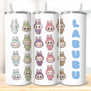 Labubu 20oz Insulated Tumbler Stainless Steel hot/cold,  Labubu White Background cup, Labubu, Labubu Cup