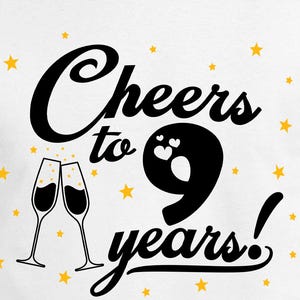 Conjunto de parejas para celebrar el 9.º aniversario. Archivos de corte: Cricut, Silhouette Cameo, SVG, PDF, Eps, DXF, PNG.