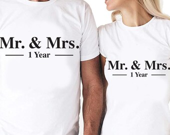 Mr. & Mrs 1 Year Anniversary Couples Set Digital Cut Files | Cricut | Silhouette Cameo | Svg Cut Files | PDF | Eps | DXF | PNG | 1st Year
