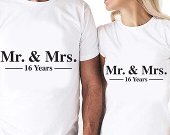 Herr och fru 16-årsjubileumspar, digitala klippfiler | Cricut | Silhouette Cameo | Svg-klippfiler | PDF | Eps | DXF | PNG | 16:e året