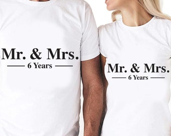 Herr och fru 6-årsjubileumspar, digitala klippfiler | Cricut | Silhouette Cameo | Svg-klippfiler | PDF | Eps | DXF | PNG | 6:e året