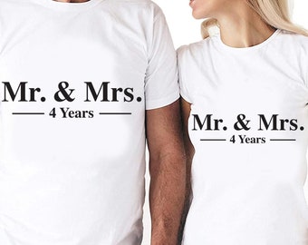 Herr och fru 4-årsjubileumspar, digitala klippfiler | Cricut | Silhouette Cameo | Svg-klippfiler | PDF | Eps | DXF | PNG | 4:e året