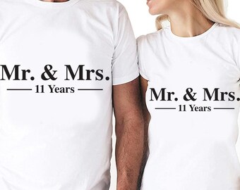 Herr och fru 11-årsjubileumspar, digitala klippfiler | Cricut | Silhouette Cameo | Svg-klippfiler | PDF | Eps | DXF | PNG | 11:e året