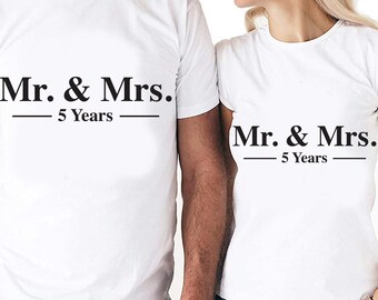 Herr och fru 5-årsjubileumspar, digitala klippfiler | Cricut | Silhouette Cameo | Svg-klippfiler | PDF | Eps | DXF | PNG | 5:e året