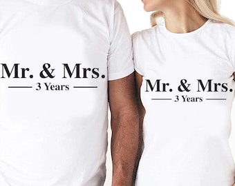 Herr och fru 3-årsjubileumspar, digitala klippfiler | Cricut | Silhouette Cameo | Svg-klippfiler | PDF | Eps | DXF | PNG | 3:e året