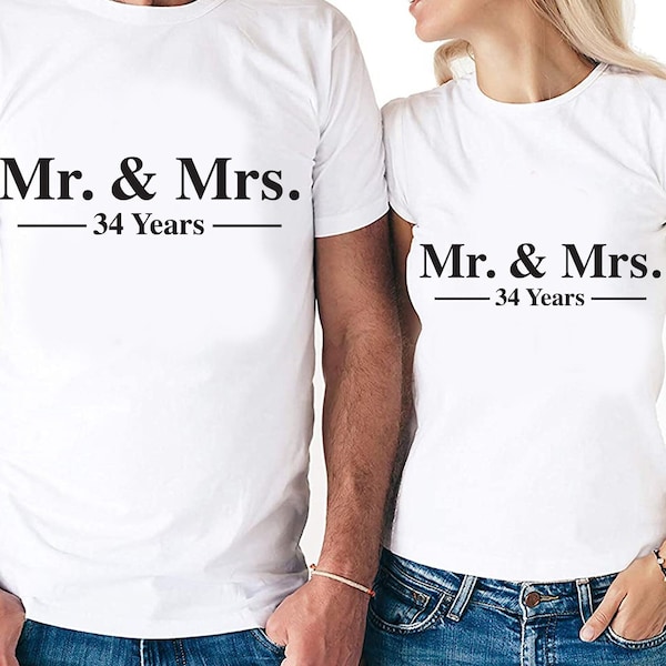 Mr. & Mrs. 34 Year Anniversary Couples Set Digital Cut Files | Cricut | Silhouette Cameo | Svg Cut Files | PDF | Eps | DXF | PNG | 34th Year