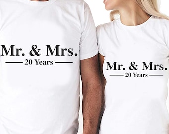 Mr. & Mrs 20 Year Anniversary Couples Set Digital Cut Files | Cricut | Silhouette Cameo | Svg Cut Files | PDF | Eps | DXF | PNG | 20th Year