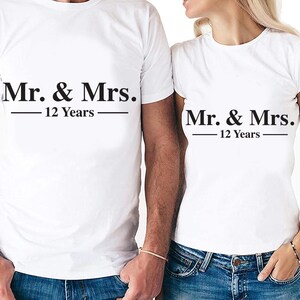 Sr. y Sra. Parejas de 12 años de aniversario establecen archivos de corte digital / Cricut / Silhouette Cameo / Svg Cut Files / PDF / Eps / DXF / PNG / 12o año