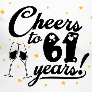 Saludos por los 61 años de aniversario. Conjunto de archivos de corte para parejas: Cricut, Silhouette Cameo, SVG, archivos digitales, PDF, Eps, DXF, PNG.
