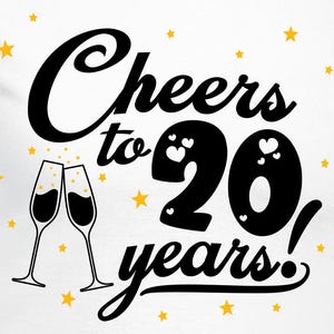 Cheers to 20 Years Couples Set Arquivos de corte | Cricut | Silhouette Cameo | Arquivos de corte SVG | Arquivos digitais | PDF | Eps | DXF | PNG | Aniversário