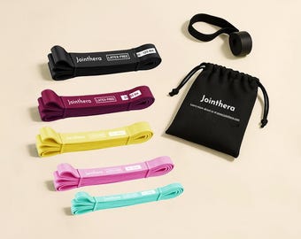 JOINTHERA Premium Latex Free Pull Up Resistance Bands - Set of 5 with Carrying Bag & Door Anchor