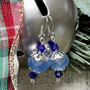 Blue Ornament Dangle Earrings