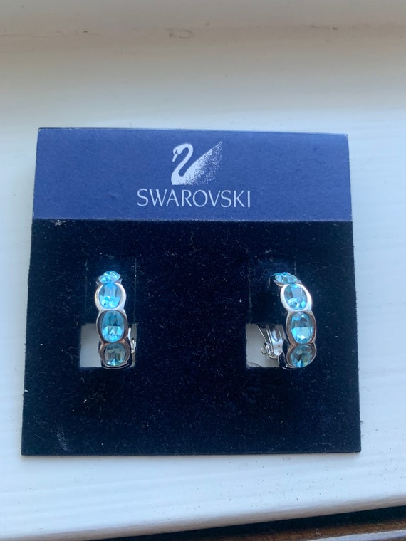 Swarovski hoop clip on earrings