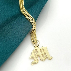 Sterling Silver Mens Necklace, Men&#39;s Initial Necklace, Boyfriend Necklace, Personalized Gift Necklace for Man
