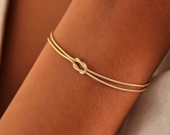 Liebesknoten Armband-Set, Paare Armband, Knotenkette Armband, Knoten Paare benutzerdefinierte Armband, zierliche Paar Armband, Geschenk für sie, Geschenk für ihn