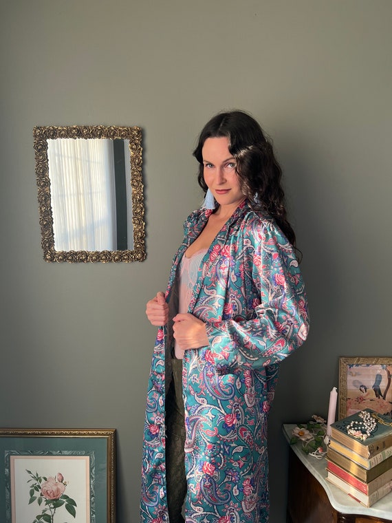 Vintage Floral & Paisley Dreamy Silky Robe - Cabe… - image 2