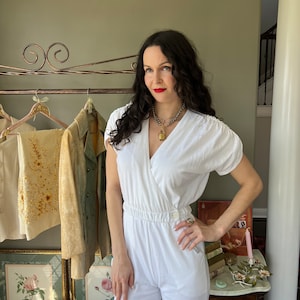Vintage 1980&#39;s Playful White Jumpsuit