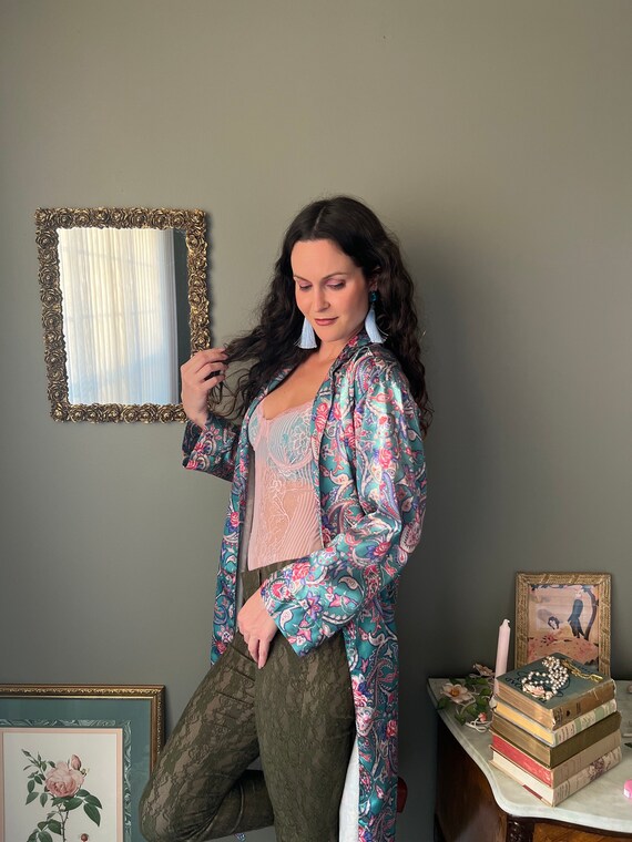 Vintage Floral & Paisley Dreamy Silky Robe - Cabe… - image 1