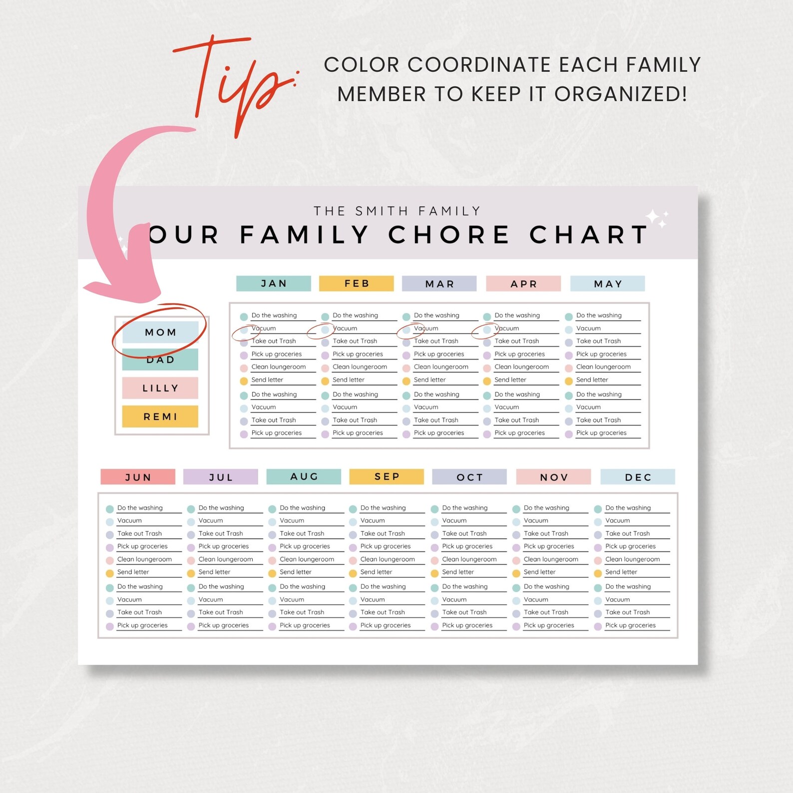 Family Chore Chart Checklist, Editable Cleaning Planner, Cleaning ...